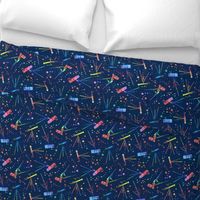 Telescopes - rainbow - navy background