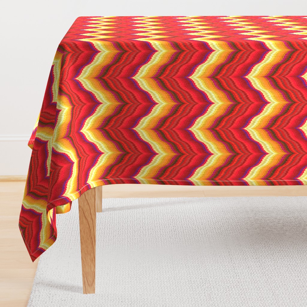 Bargello Curved Chevrons in Red and Gold