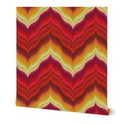 Bargello Curved Chevrons in Red and Gold