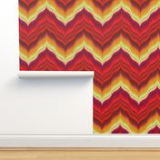 Bargello Curved Chevrons in Red and Gold