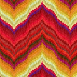 Bargello Curved Chevrons in Red and Gold