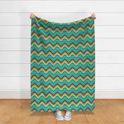 Bargello Curved Chevrons in Teal Mint and Golds
