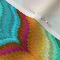 Bargello Curved Chevrons in Teal Mint and Golds