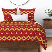 Bargello Diamonds in Red and Gold
