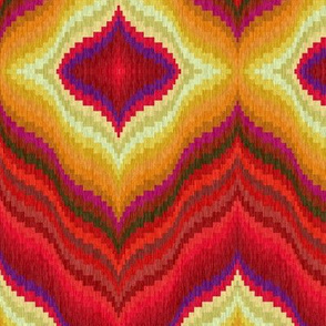 Bargello Diamonds in Red and Gold