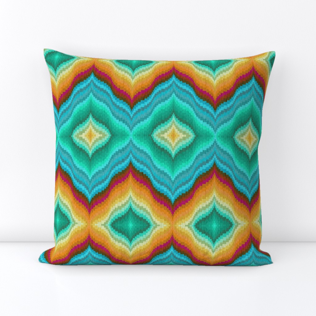 Bargello Diamonds in Teal Mint and Golds