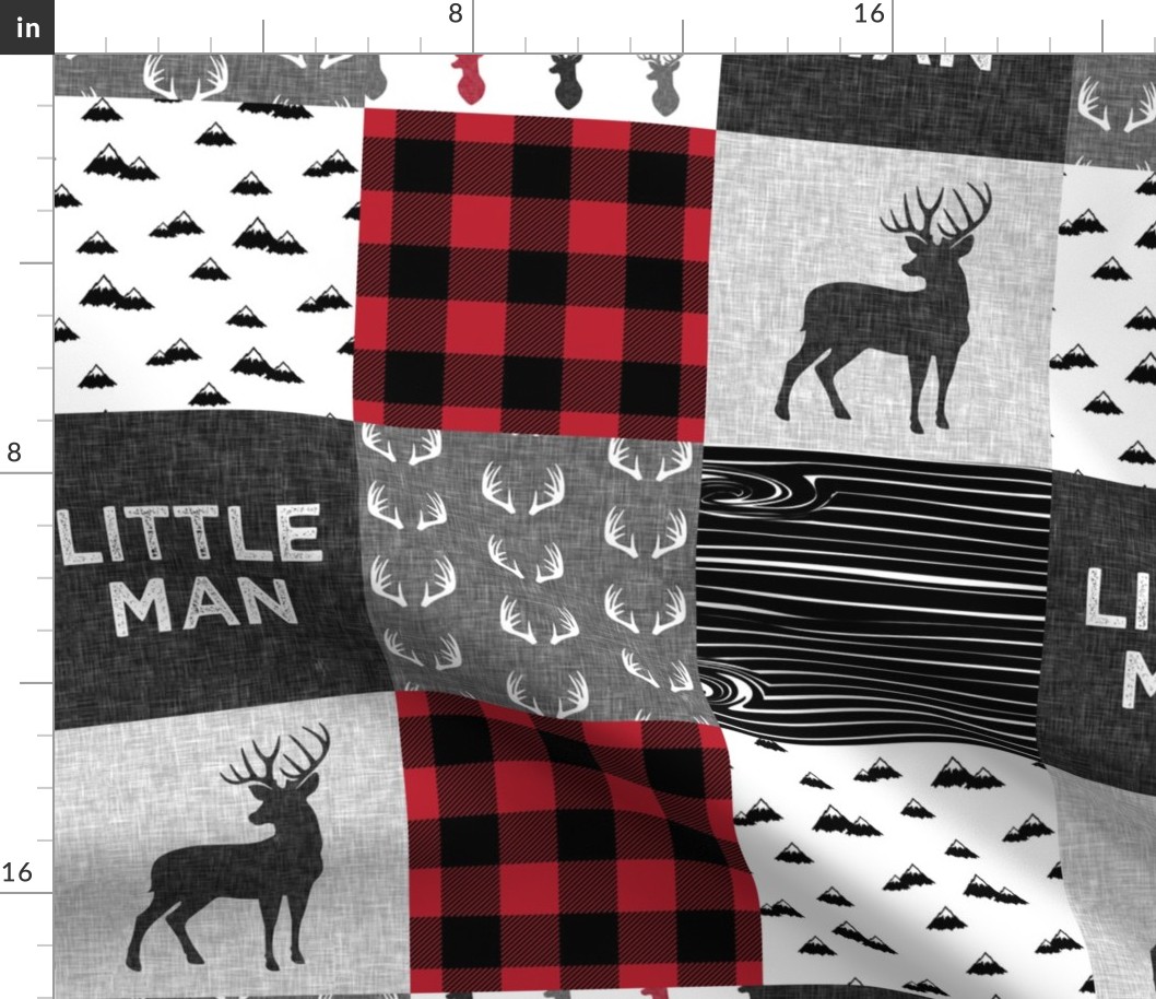 little man - red and black (buck) quilt woodland w/mountains C18BS