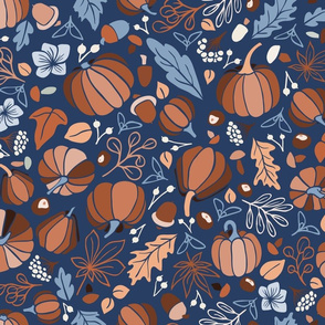 Fall Fruits on Blue