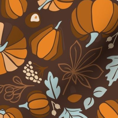 Fall Fruits on Chocolate Brown