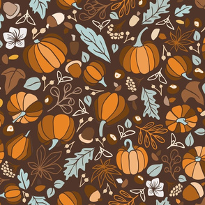 Fall Fruits on Chocolate Brown