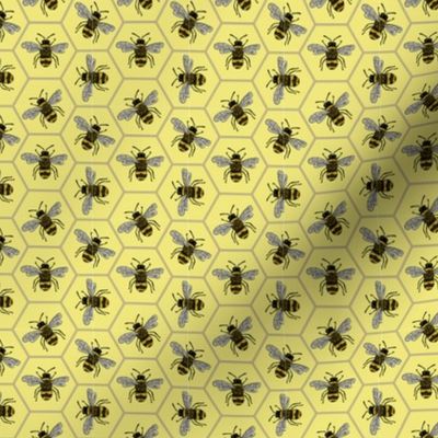 busy bees on yellow