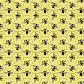 busy bees on yellow