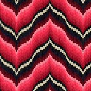 Bargello Curved Chevons in Pink and Burgundy