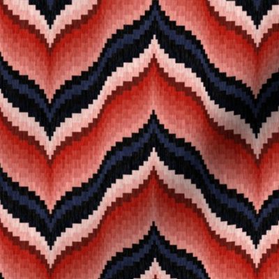 Bargello Curved Chevrons in Pink and Blue