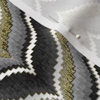 Bargello Curved Chevrons in Gray and Faux Gold