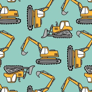 Grips and Bulldozers / Turquoise Background / Small Scale