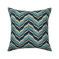 Bargello Curved Chevrons in Light Blue With Faux Gold