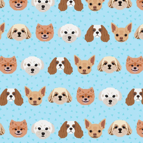 Dogs - Blue Pattern Background