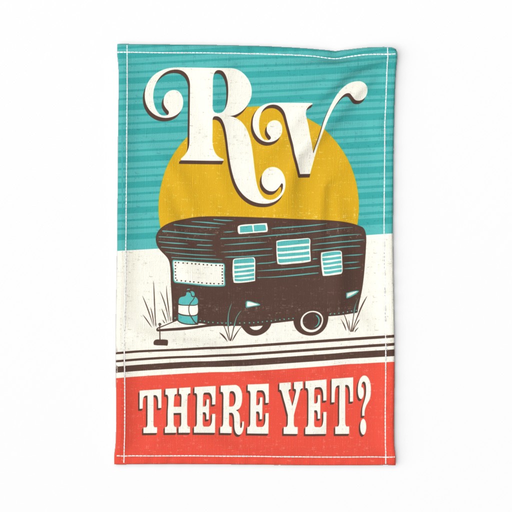  RV There Yet - Retro Camper Pun Tea Towel