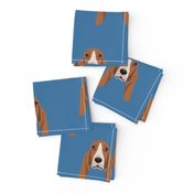 Basset Hound Dog Seamless Pattern - Blue Background