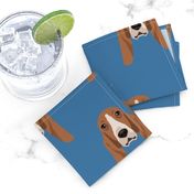 Basset Hound Dog Seamless Pattern - Blue Background