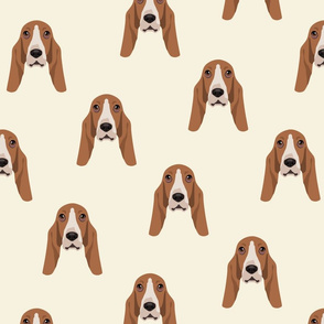 Basset Hound Dog Seamless Pattern - White Background