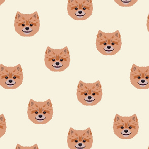 Pomeranian Dog Seamless Pattern - White Background