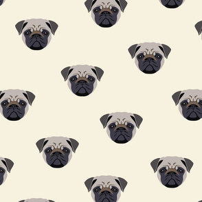 Pug Dog Seamless Pattern - White Background