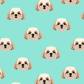 Shih Tzu Dog Pattern - Teal Background