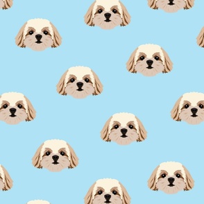Shih Tzu Dog Pattern - Blue Background