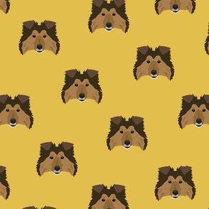 Shetland Sheepdog Pattern - Yellow Background