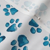 Watercolor Blue Paw Prints