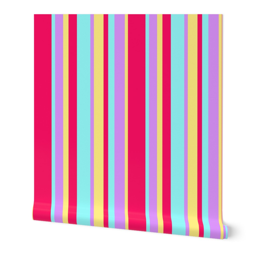 beach color stripes with hot pink purple teal & yellow
