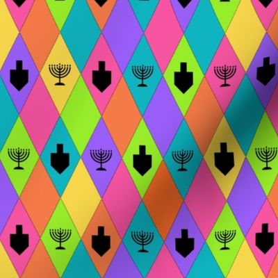 Black Rainbow Hanukkah Argyle