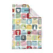 Retro Coffee Pots and Cups 2024 Calendar Tea Towel