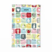 Retro Coffee Pots and Cups 2024 Calendar Tea Towel