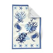 Crabs tea towel - blue and white