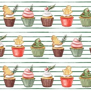 Holiday Cupcakes // Thin Green Stripes