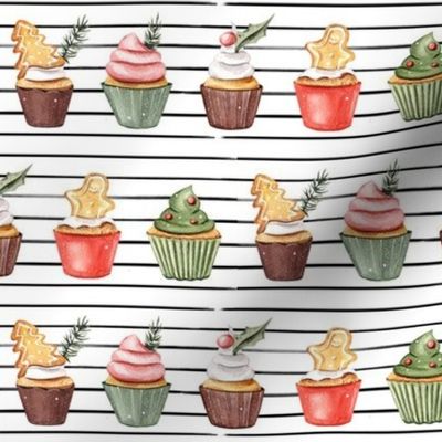 Holiday Cupcakes // Thin Black Stripes