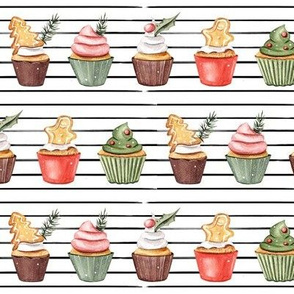 Holiday Cupcakes // Thin Black Stripes