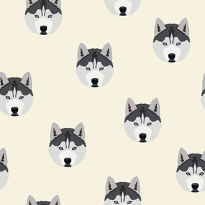 Husky Dog Face Pattern - White Background