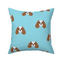 Cavalier King Dog Pattern - Light Blue Background