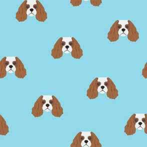 Cavalier King Dog Pattern - Light Blue Background