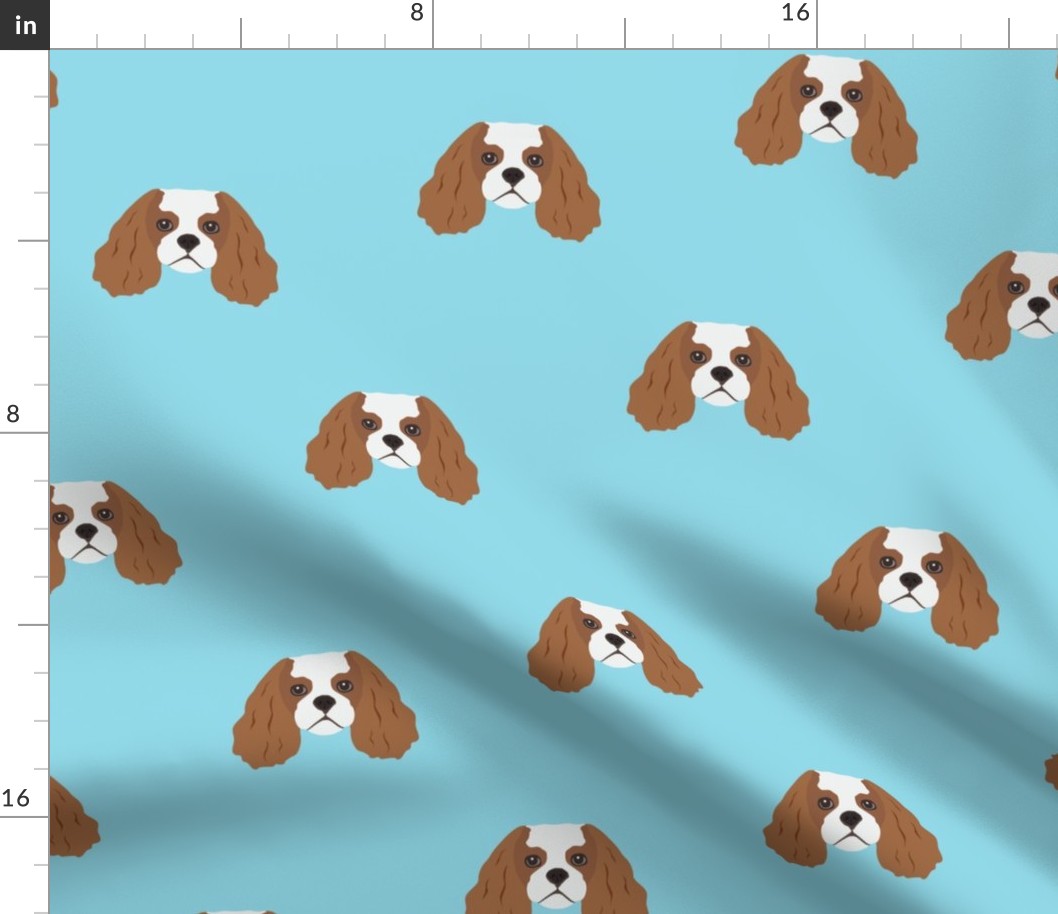 Cavalier King Dog Pattern - Light Blue Background