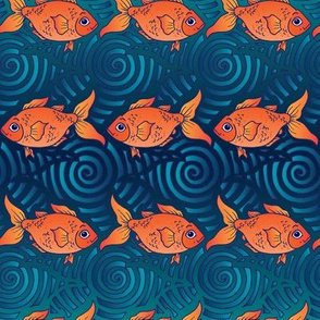 Goldfish on Deep Blue by ArtfulFreddy