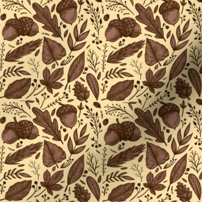 English Autumn Woods Acorn and Oal Pattern