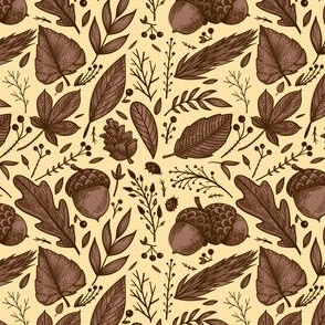 English Autumn Woods Acorn and Oal Pattern