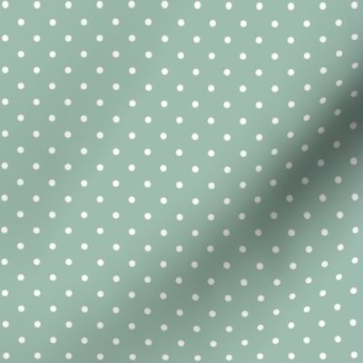 Blue Green and White Small Polka Dots