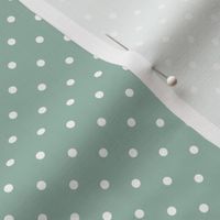 Blue Green and White Small Polka Dots