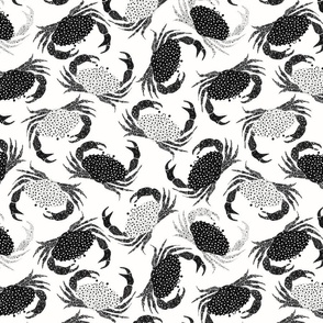 Tossed crabs - black and white